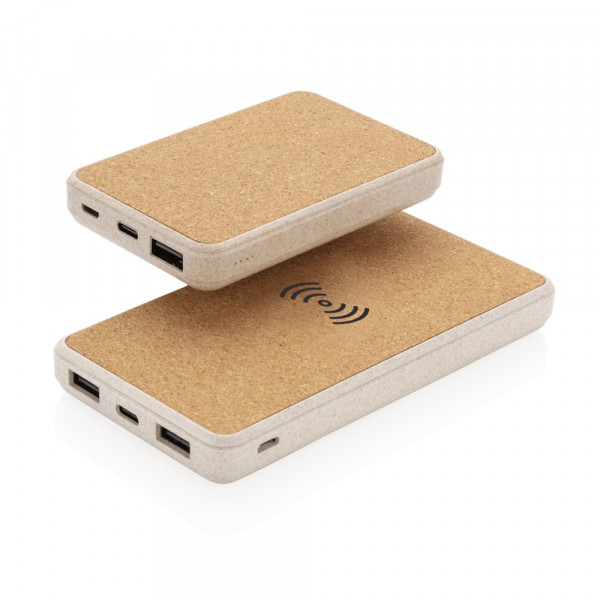 Powerbank tascabile 5.000 mAh in sughero e grano