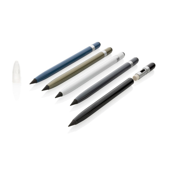 Penna senza inchiostro in alluminio con gomma