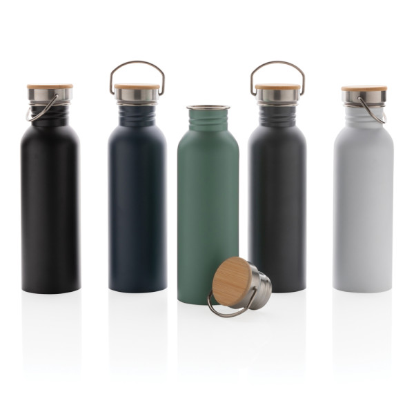 Moderna bottiglia in acciaio con tappo in bambù 700ml
