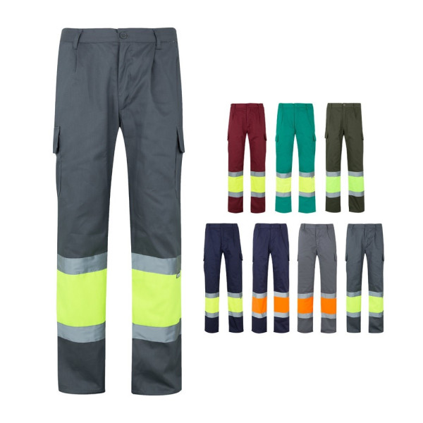 VL ATHENA. Pantaloni in twill bicolore, foderati, con diverse tasche, in cotone (20%) e poliestere (