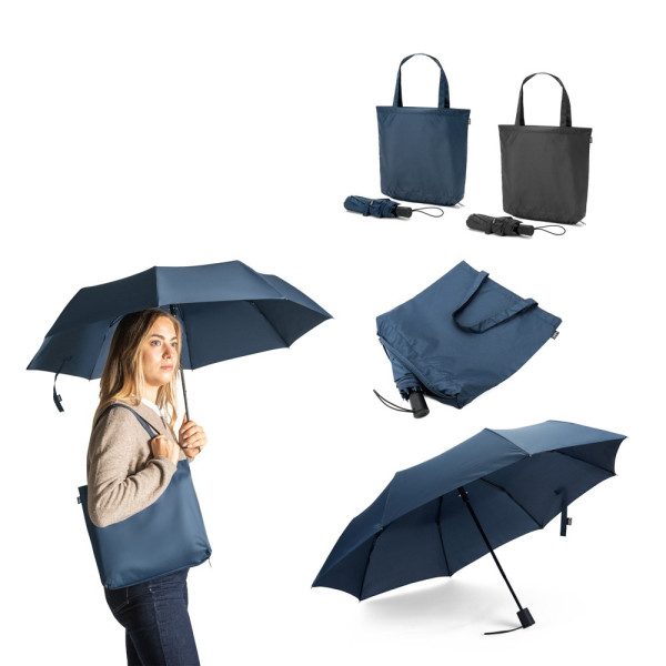 SKYLAR. Ombrello 2 in 1 con borsa per la spesa in poliestere riciclato inclusa