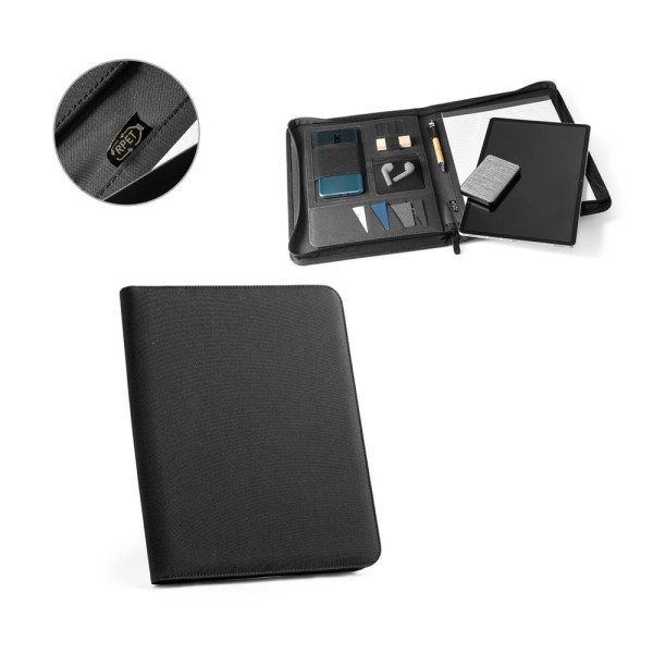 EMERGE FOLDER. Cartella A4 in poliestere riciclato (100% rPET) 300D con chiusura zip