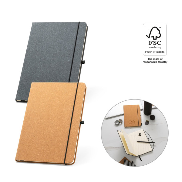 MATISSE. Blocco note A5 con copertina rigida in pelle (70% riciclata) con pagine a righe
