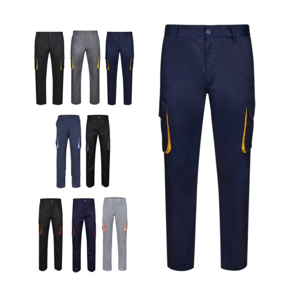 VL HYPNOS. Pantaloni in twill bicolore con diverse tasche (200g/m²), in cotone (35%) e poliestere (6