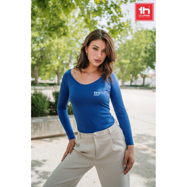 THC BUCHAREST WOMEN. T-shirt da donna sfiancata a maniche lunghe in cotone