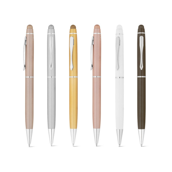 JULIE. Penna a sfera in alluminio riciclato (100% rAL) con punta touch