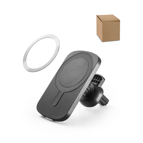 KOCH. Supporto per smartphone da auto con caricatore magnetico wireless 15W in ABS riciclato (100% r