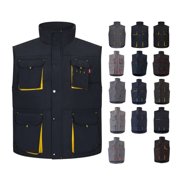 VL NERGAL. Gilet imbottito, bicolore e con diverse tasche (120g/m²), in poliestere (100%)