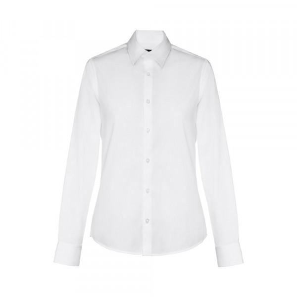 THC PARIS WOMEN WH. Camicia in popeline a maniche lunghe da donna. colore bianco