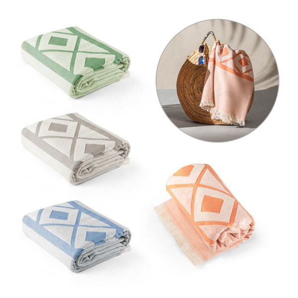 MALEK. Telo multifunzionale e da bagno (350g/m²) realizzato in cotone leggero e resistente (85%) e c