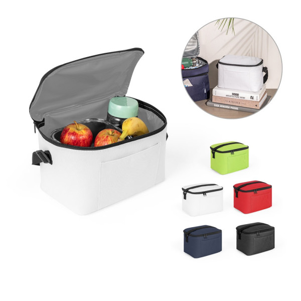 CANCUN. Borsa termica in poliestere riciclato 600D con cinghia regolabile 7 L