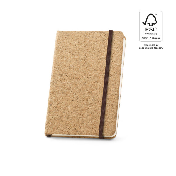 HAWKINS. Block notes tascabile in sughero con pagine lisce, in materiale certificato FSC™ e altri ma