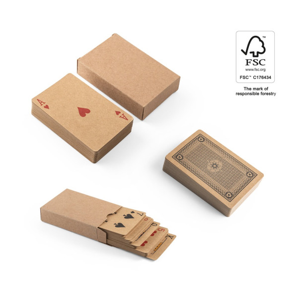 FISCHER. Mazzo di 54 carte classiche in carta kraft, con materiale certificato FSC™ e altri material